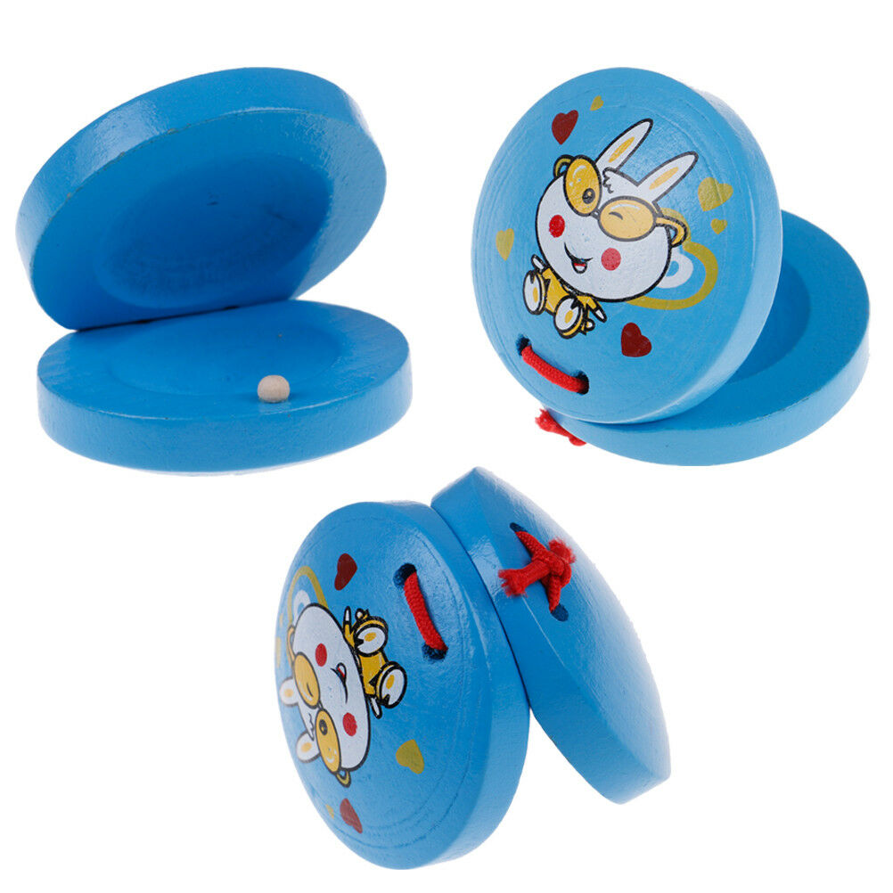 New children musical percussion instrument xmas gift cartoon wooden castanetBDA