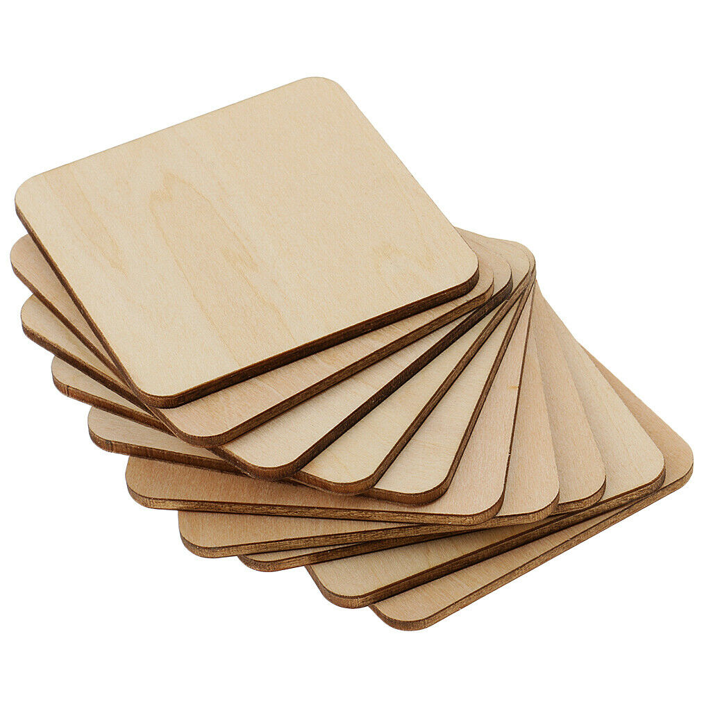 10x Natural Unpainted MDF Wooden Plaque Modeling DIY Embellishments 6cm