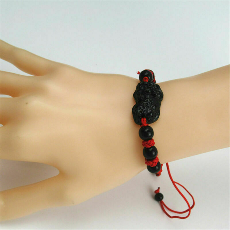 Unisex Obsidian lucky Pi Xiu Brave Troops Wrist Pipe Bracelet Knitting Bead Rope