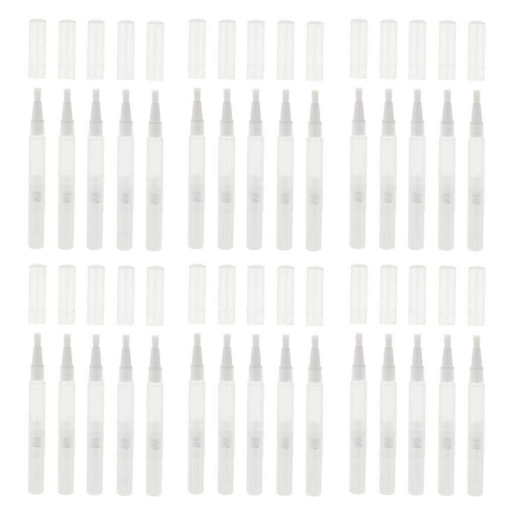 30 Pieces 3ml Plastic Twist Pen w/ Brush Cosmetic Cuticle Oil Liquid Tubes