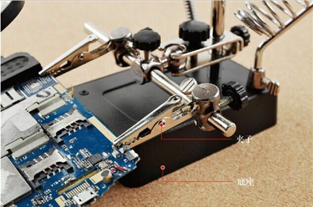 2.5X 7.5X 10X 5-LED Desktop Magnifier Iron Stand Loupe Auxiliary Repair 220V