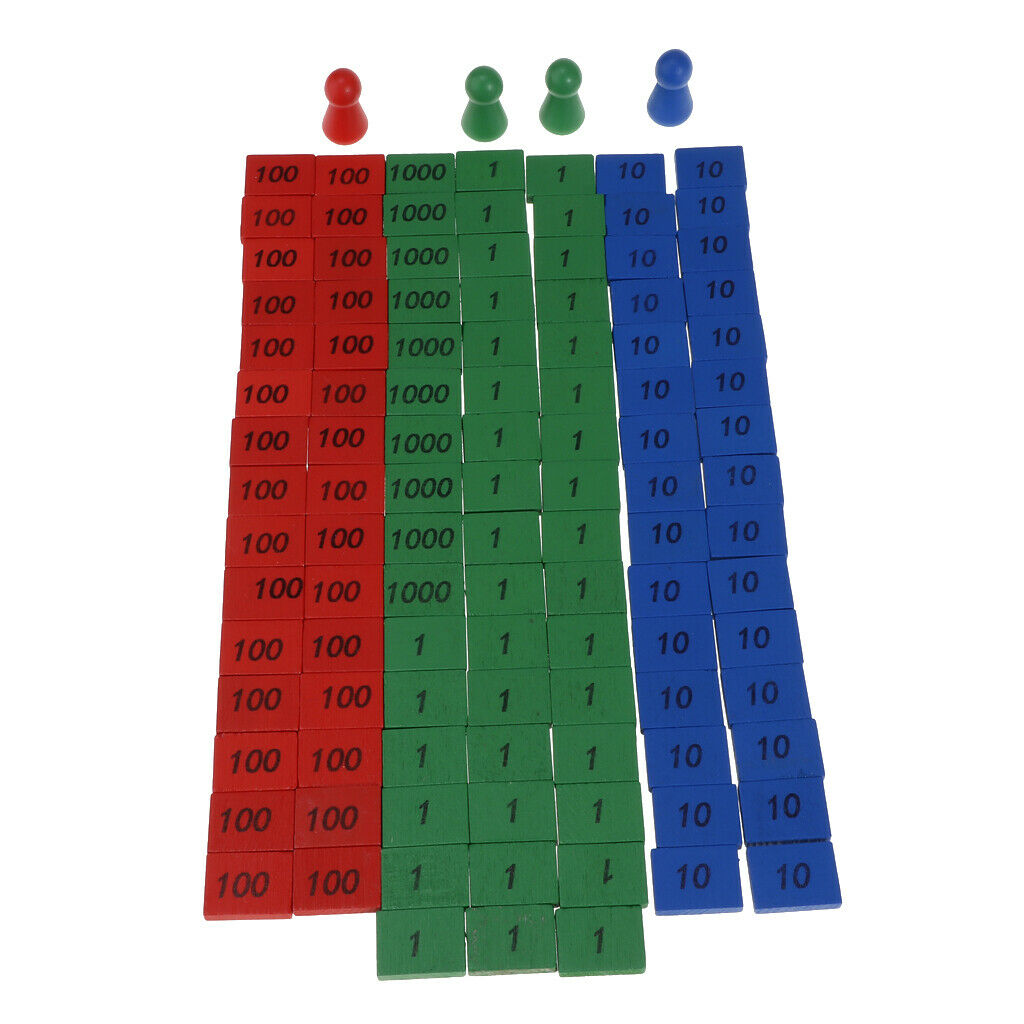Colorful Wood Pieces Counting Number Math Kids Early Educational Toys