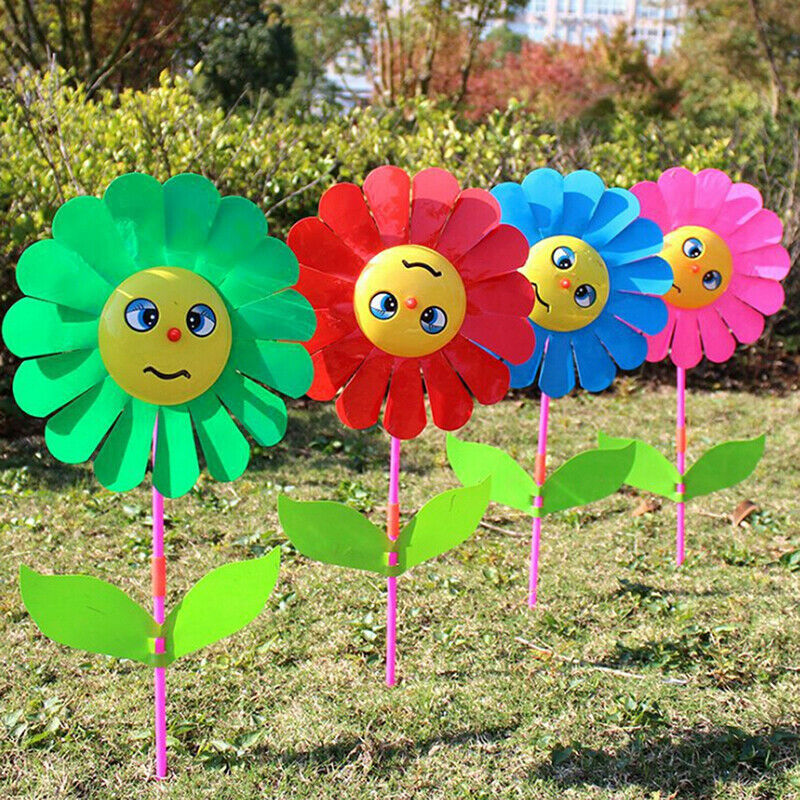 Sunflower windmill garden yard party outdoor wind spinner ornament kids t.l8
