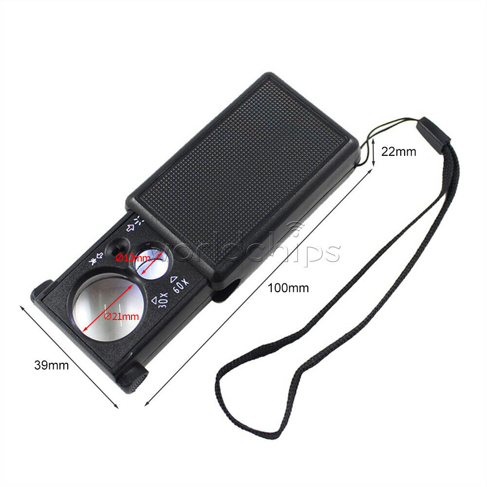 LED 30/60X Magnifying Glass with Light Handheld Magnifier Magnifying Glass Lens