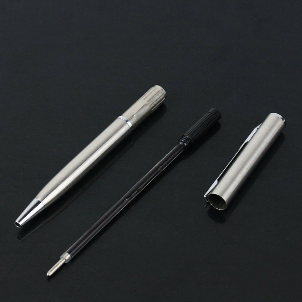Classic Mini Stainless Steel Rotating Ballpoint Pen Office Stationery Black Ink