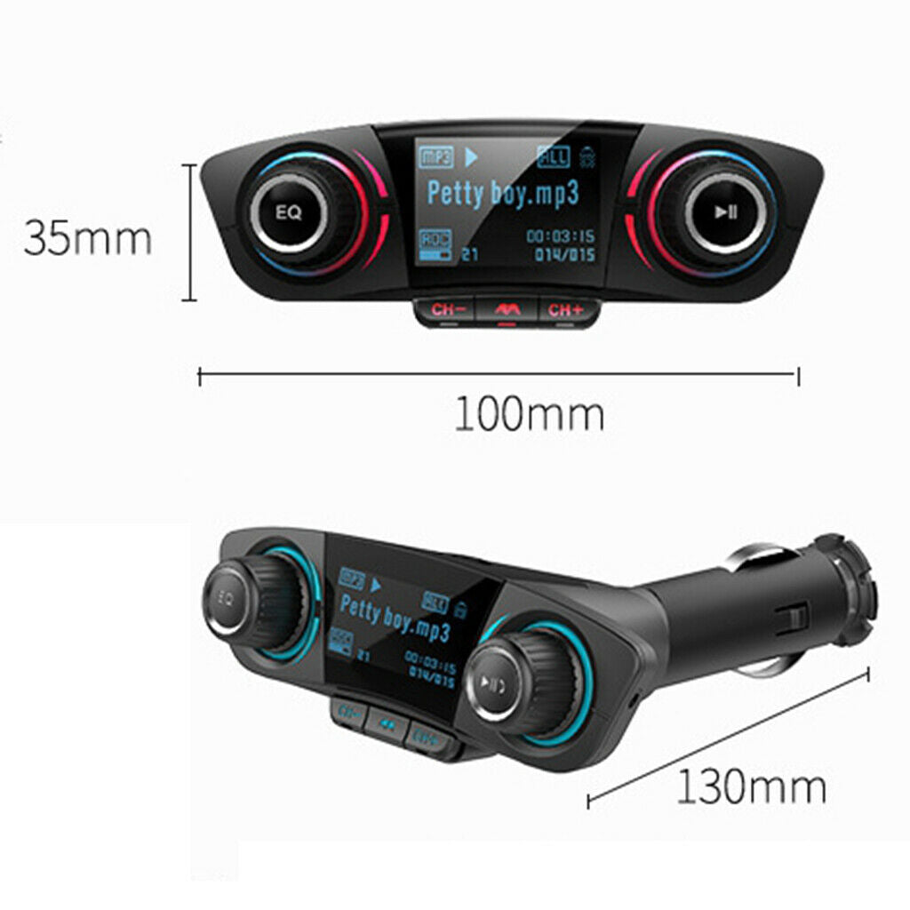 Black In-car Bluetooth FM Transmitter Adapter Dual USB Charger Audio Speaker