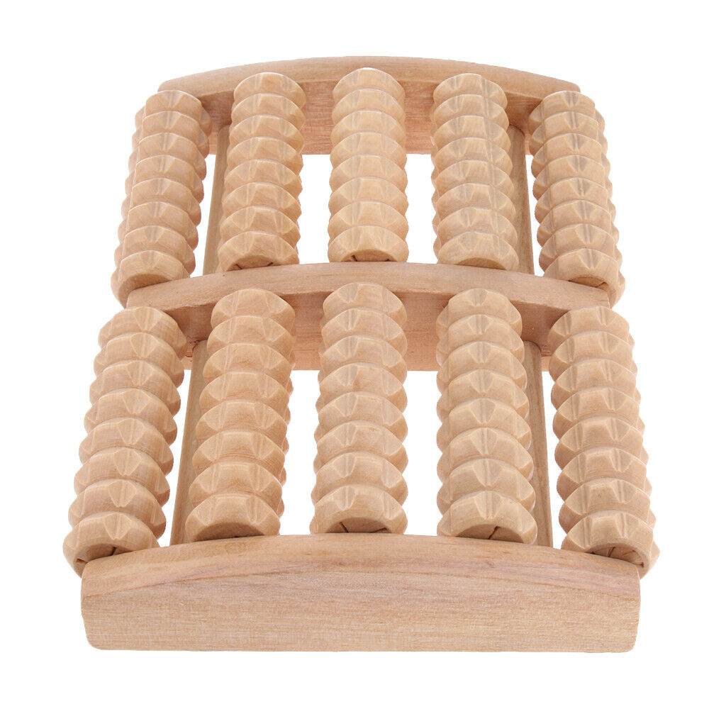 2 Pieces Wood Dual Foot Roller Massager Reflexology Relaxation Stress Relief