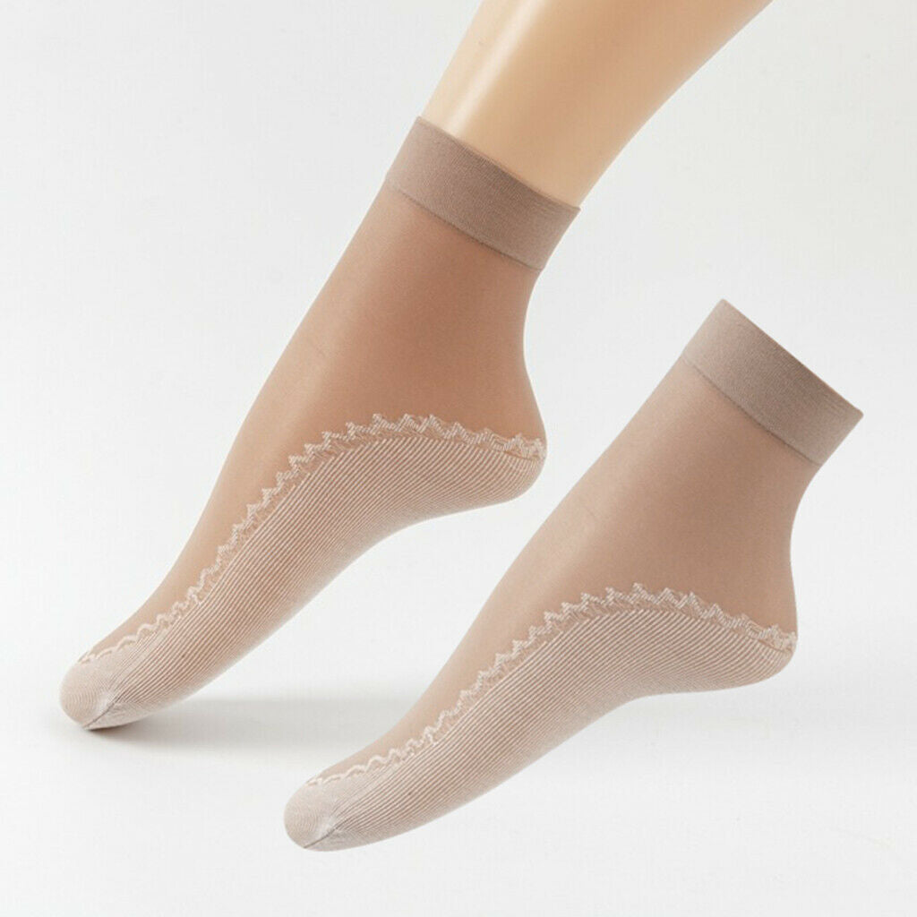 40x Women's Chinlon Silk Summer Socks Lace Anti-Slip Short Ankle Socks
