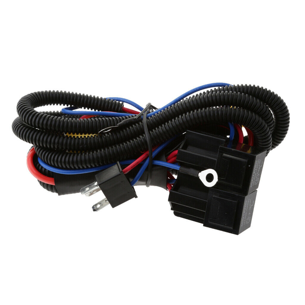 H4 Headlight Headlamps Lights Bulb Relay Wiring Harness Socket Plug Wire Kit