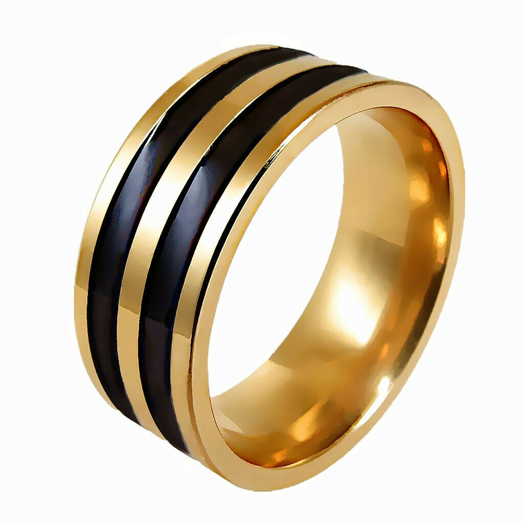 Fashion Jewelry Punk Men's Stripe Finger Band Ring Stainless Steel Ring 18mm