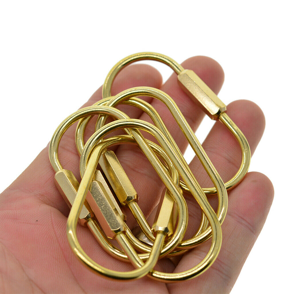 6x Sturdy Brass Screw Lock Key Chain Ring Keychain Hiking Bag Accessory