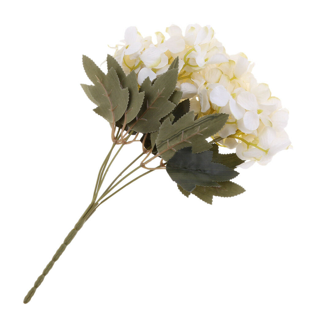 Upscale 6 Heads Artificial Hydrangea Simulation Flowers Bouquet Decor White