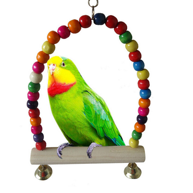 1x Great Wooden Bird Parrot Swing Toys Parakeet Cockatiel Lovebird Budgie.l8