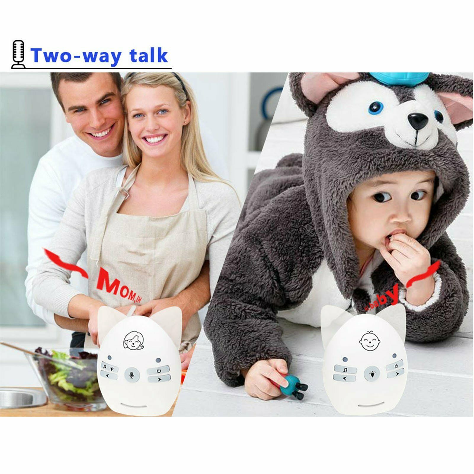 Baby Monitor Digital Audio Crystal Clear Cry Voice AU Plug White AU plug