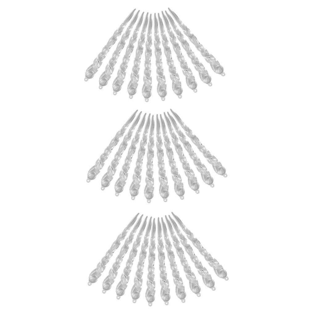 Clear Acrylic Icicle Drops Ornaments for Christmas Tree Decorations, Set of 30