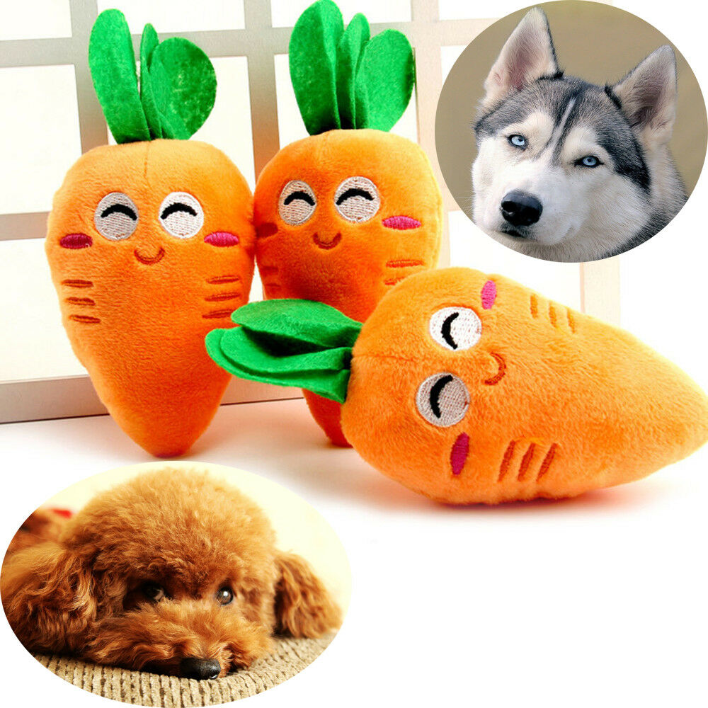 Cute Puppy Pet Supplies Carrot Plush Chew Squeaker Sound Squeaky Dog Toys CA