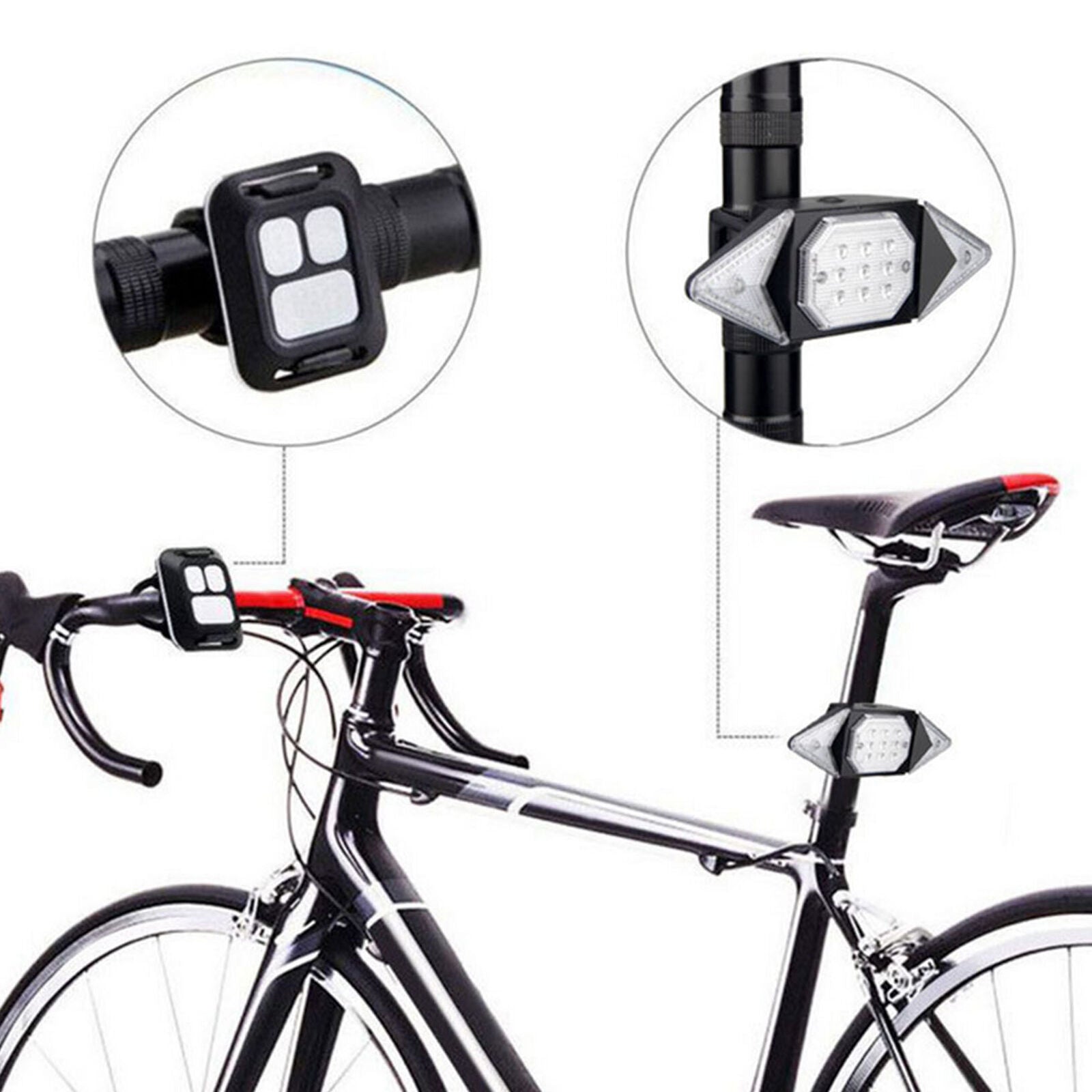 LED Bicycle USB Indicator Bike Rear Tail Turn Signal Light Wireless Remote