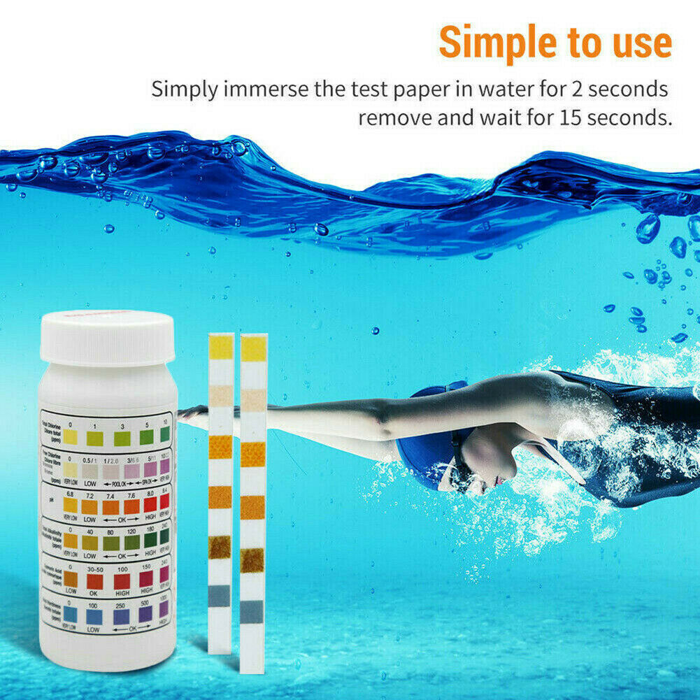 Swimming Pool 6 Way Test Strips SPA Chlorine PH Alkalinity Water Hardness Test