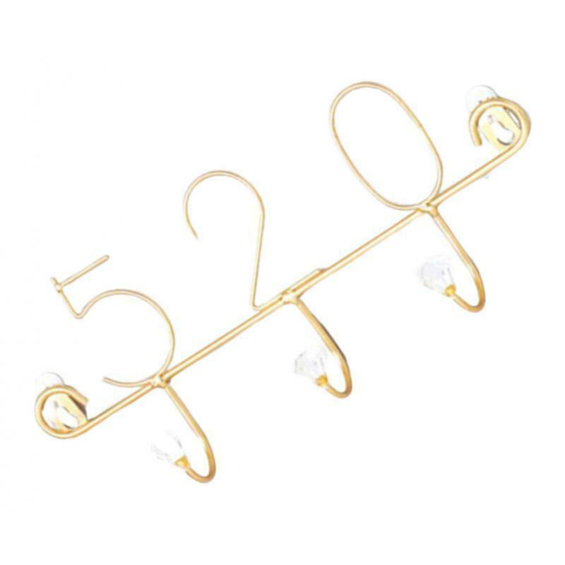 Golden 3 Hooks Practical Iron Wall Hook Home Storage Organizer f/ Wall Decor