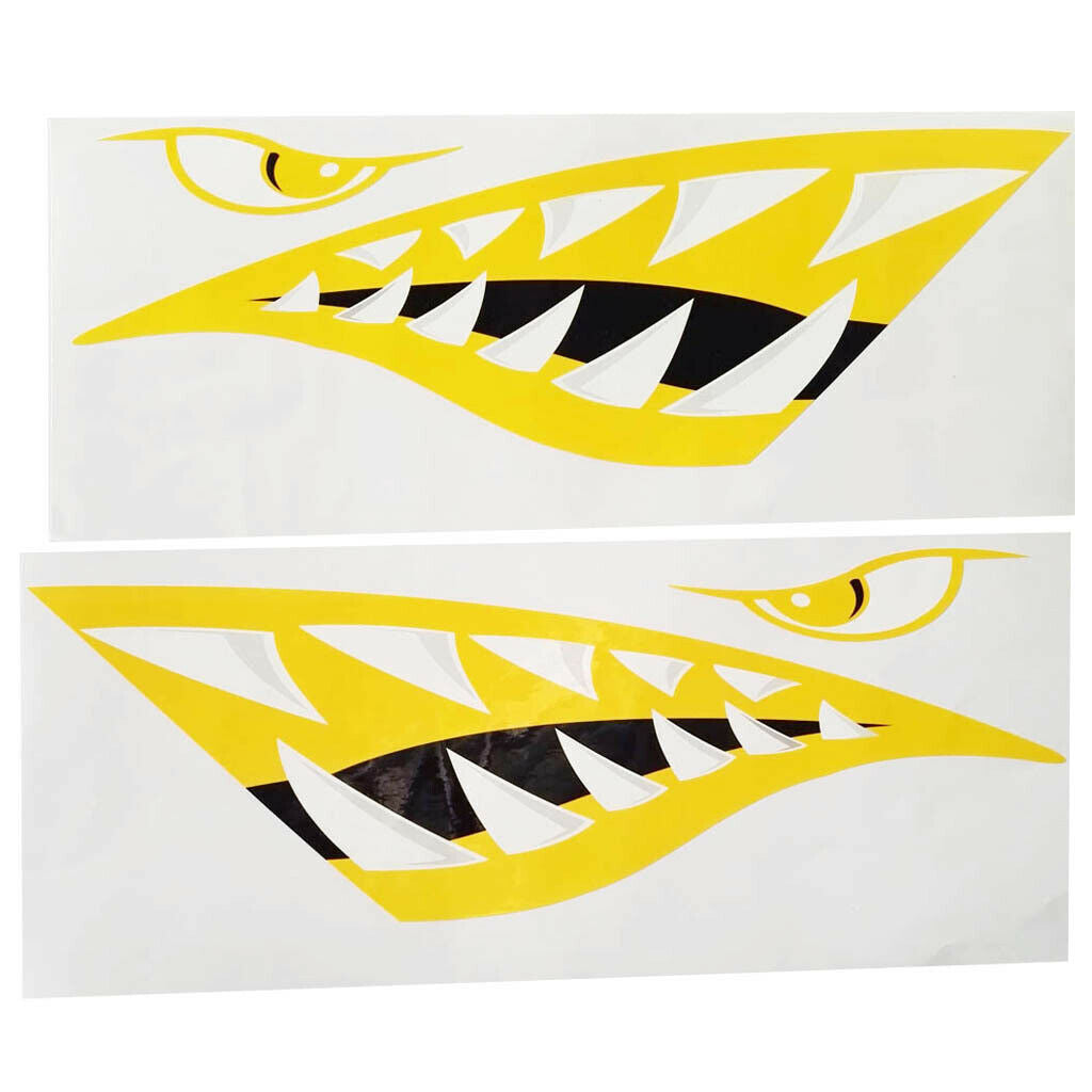 4 Pieces Vinyl Large Shark Teeth Mouth Decals Stickers for Kayak Canoe Boat