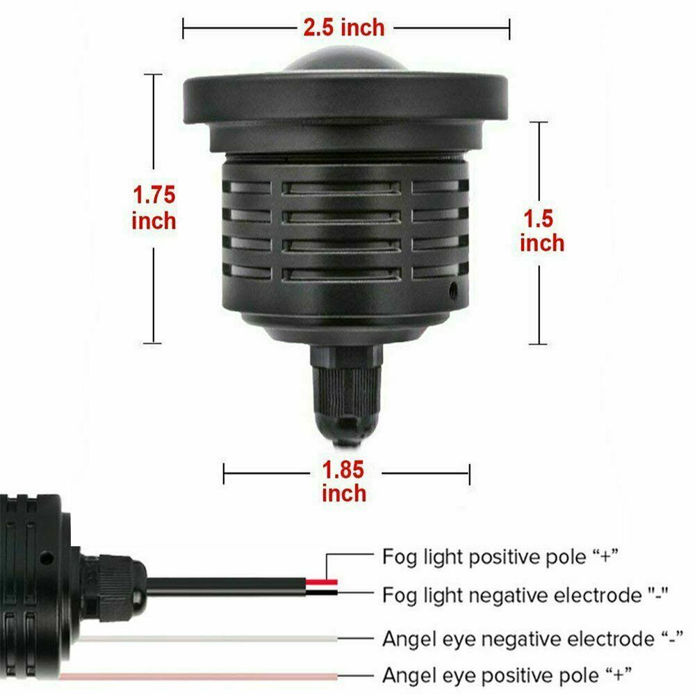 2x 2.5" Projector White LED 10000K Blue Halo Rings COB Angel Eyes Fog Light Kit