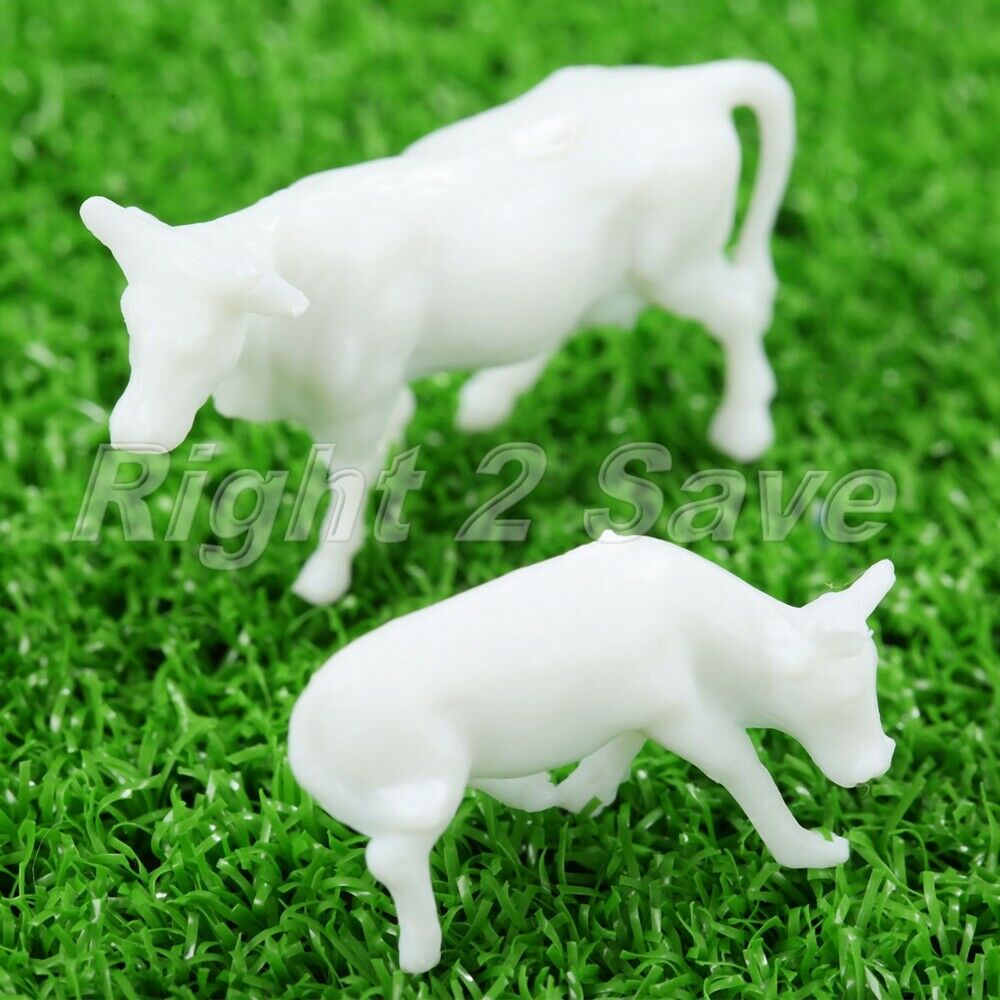 100Pcs UnPainted White Plastic Mixed Sizes Poses Farm Animals Cows Scale 1:87