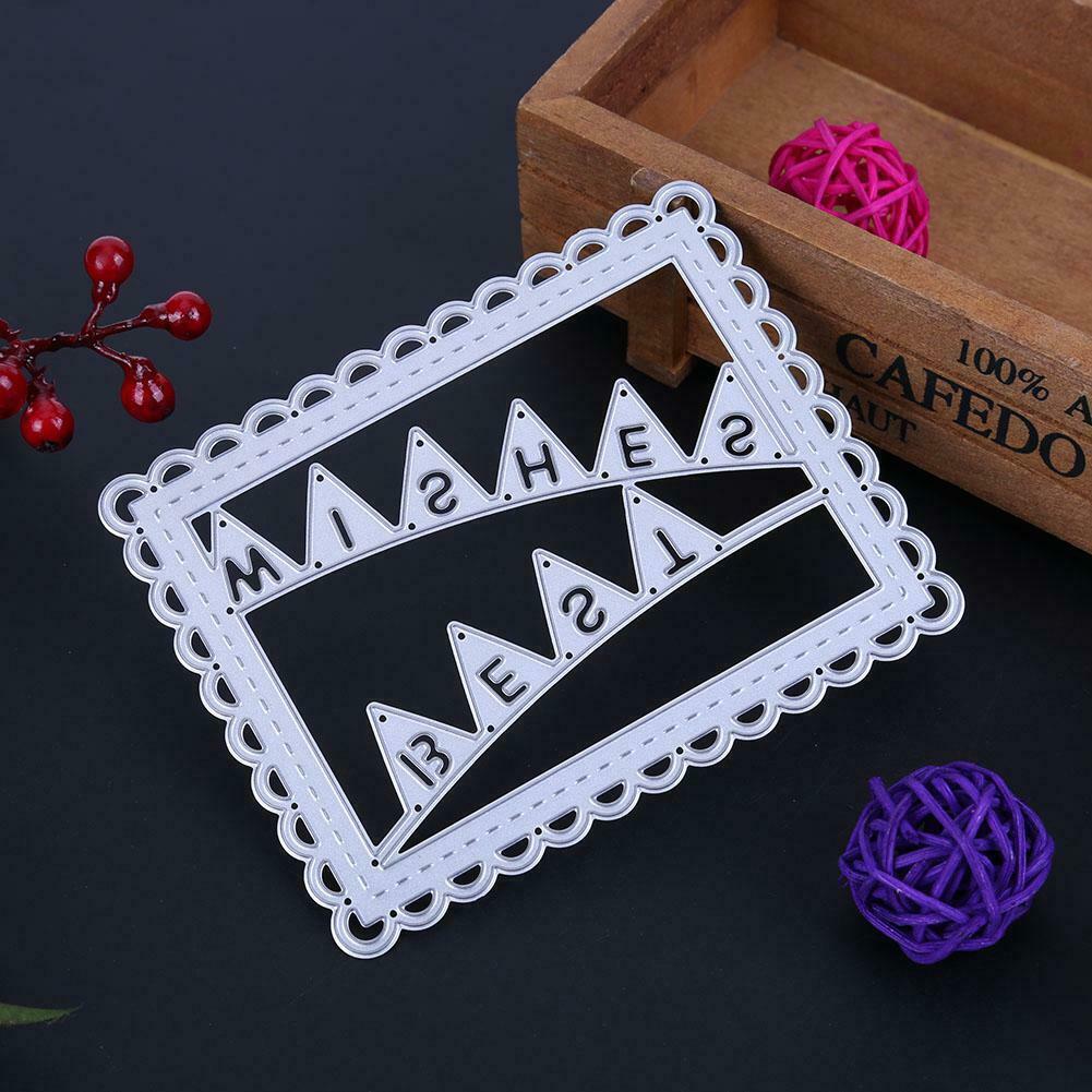 1pc Metal Wish Flags Square Dies Stencil Craft Embossing Cut Die For DIY @
