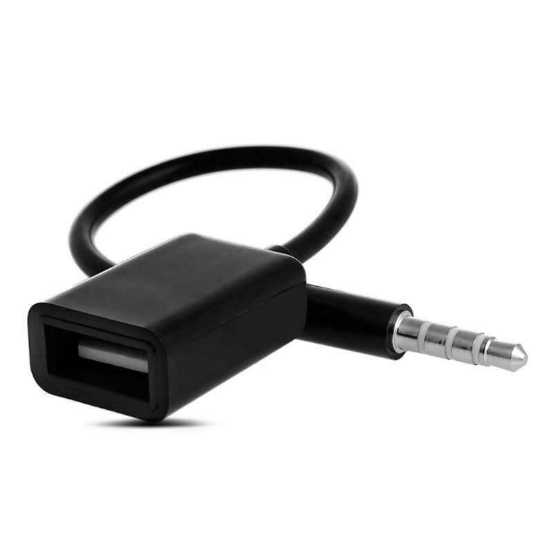 3.5mm Male AUX Audio Plug Jack To USB 2.0 Female Converter Cable Cord Fr Car MP3