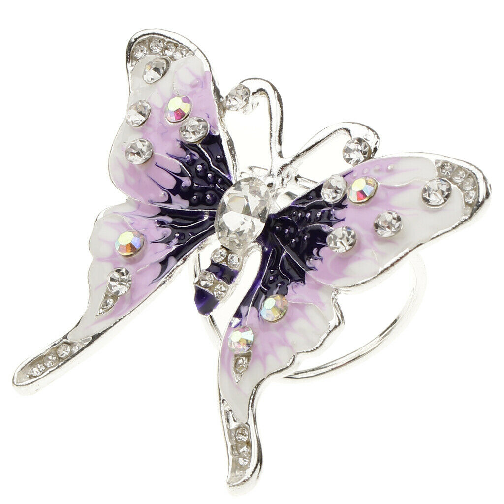 4 Pieces Women's Fashion Enamel Butterfly Rhinestone Scarf Ring Buckle Clip