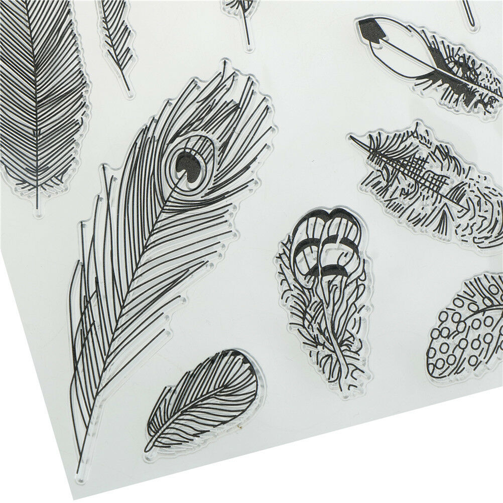 Creative Feather Shape Rubber Clear Stamp Scrapbooking Photo Album Decor .l8