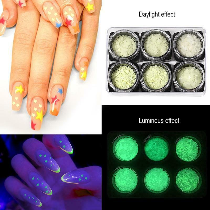 Luminous Sequins Nail Stickers Set Mixed Love butterfly five-pointed star Nail