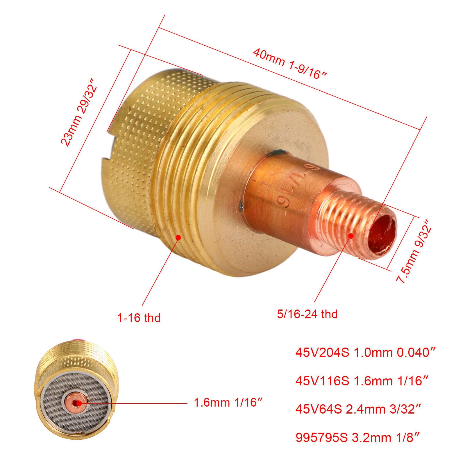 4 collets body gas lens kit fit for wp-9 wp-20 wp-25 series tig welding torch