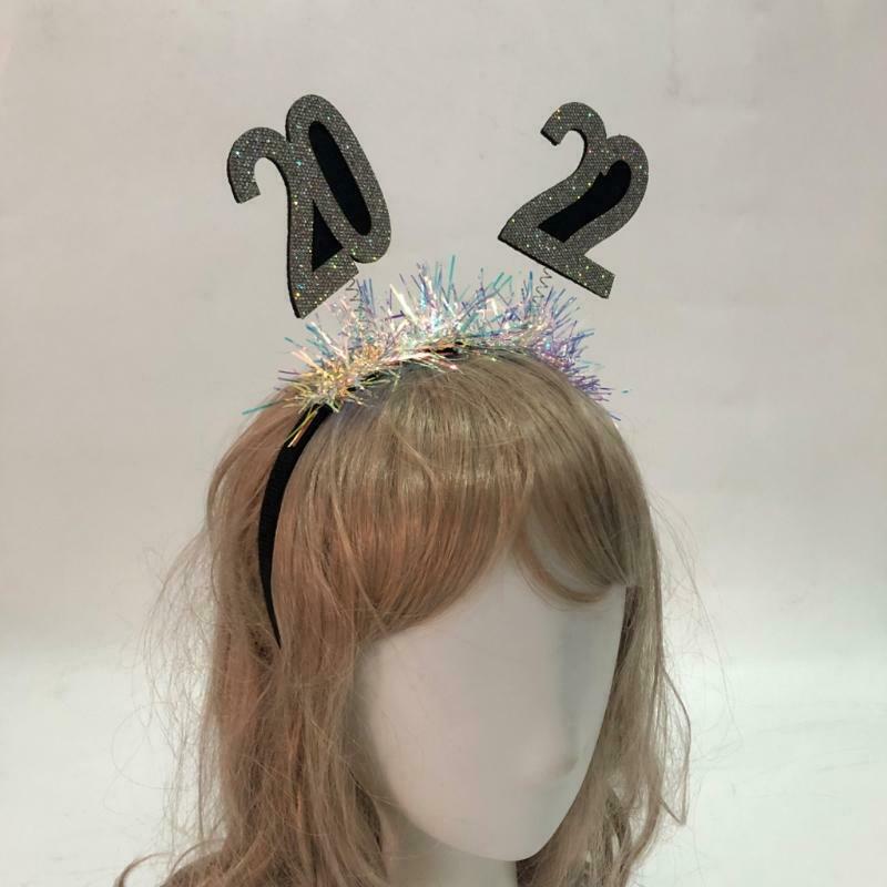 2022 New Year Hair Bands Glitter Tinsel Sequin Hairband Novelty Party Props