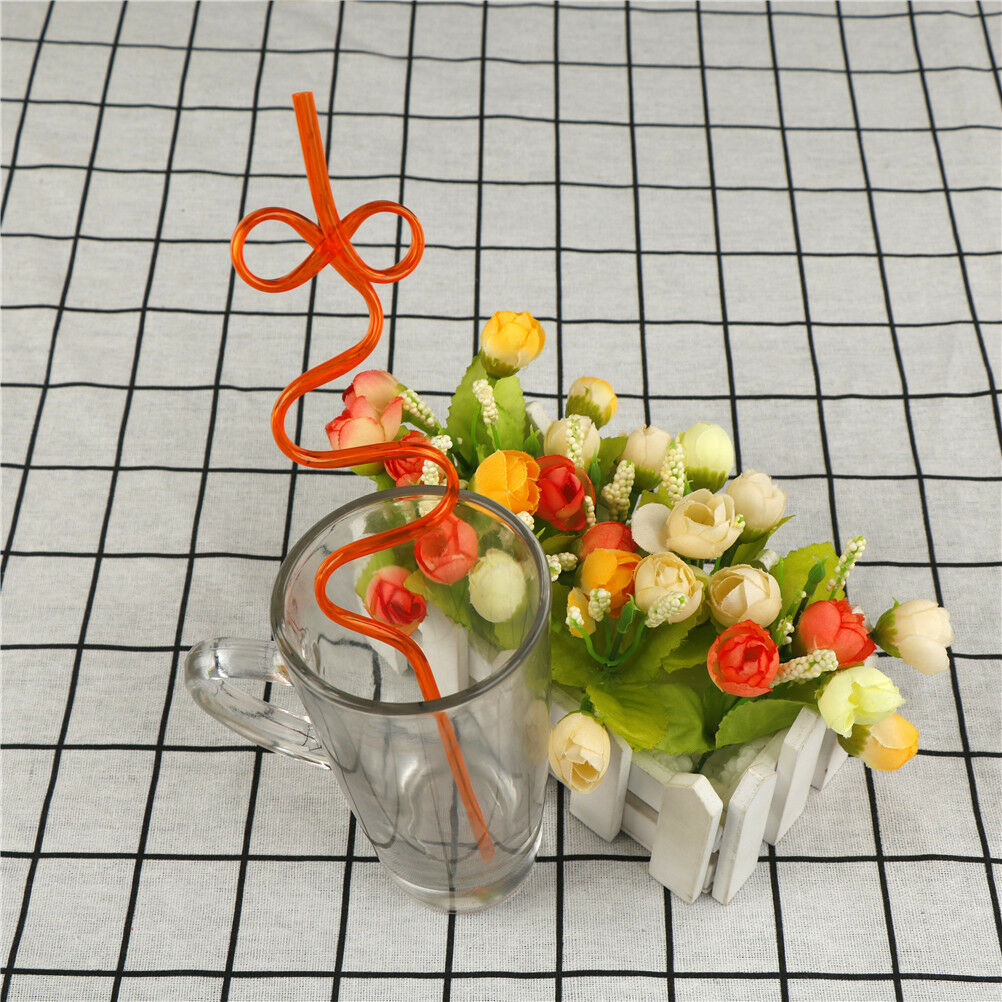 10Pcs Colorful Drinking Straws Crazy Curly Loop Plastic StrawsZ SJ
