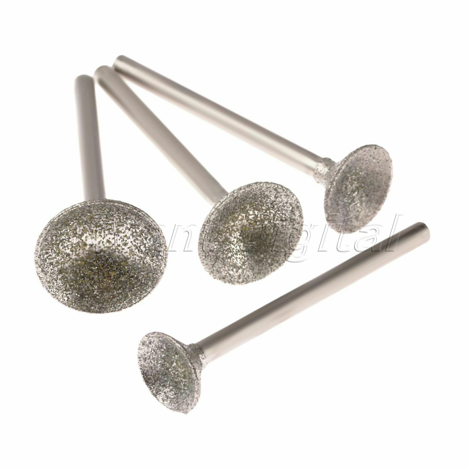 4Pc 3mm/0.12inch Grinding Shank Bur Diamond Spherical Concave Head 45mm/1.77inch