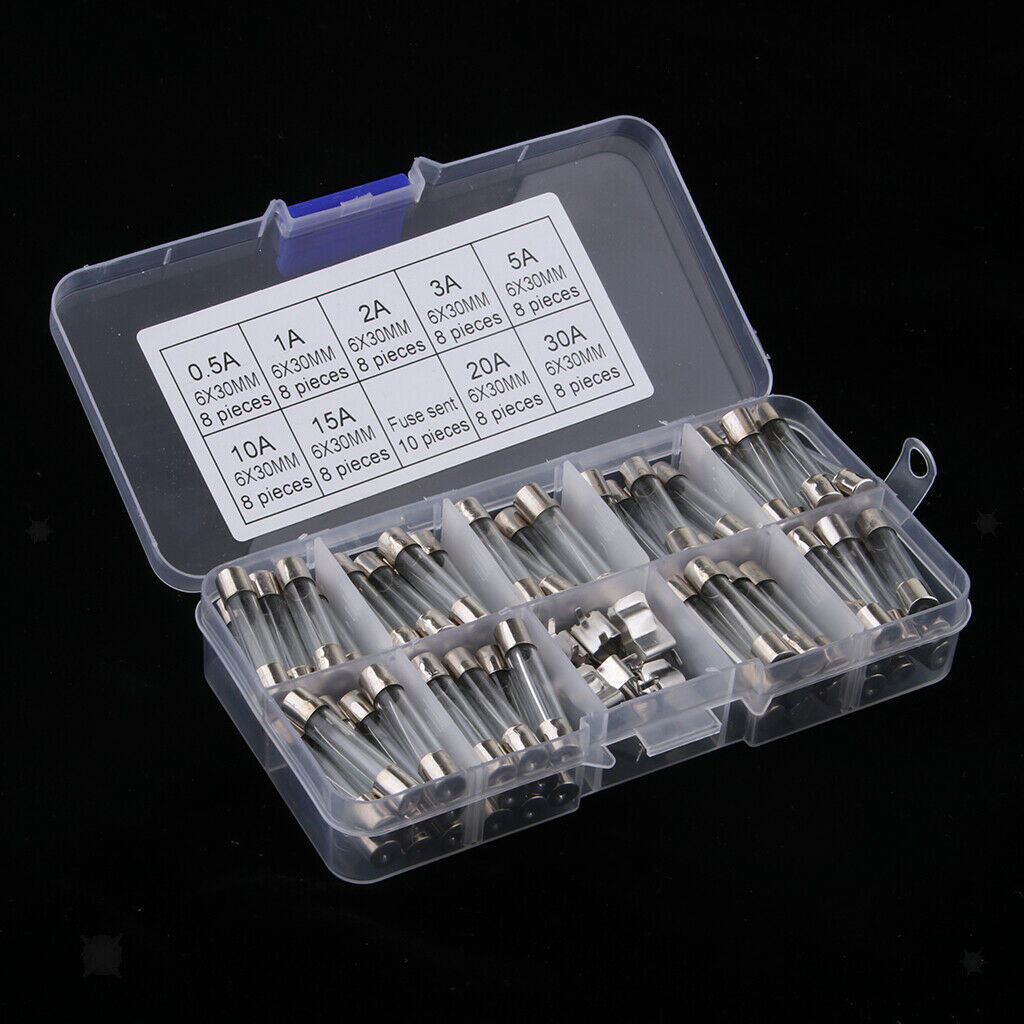Assorted Glass Fuses 6x30mm Quick Blow Fast Acting Fuse & 16 AWG Cable AGC