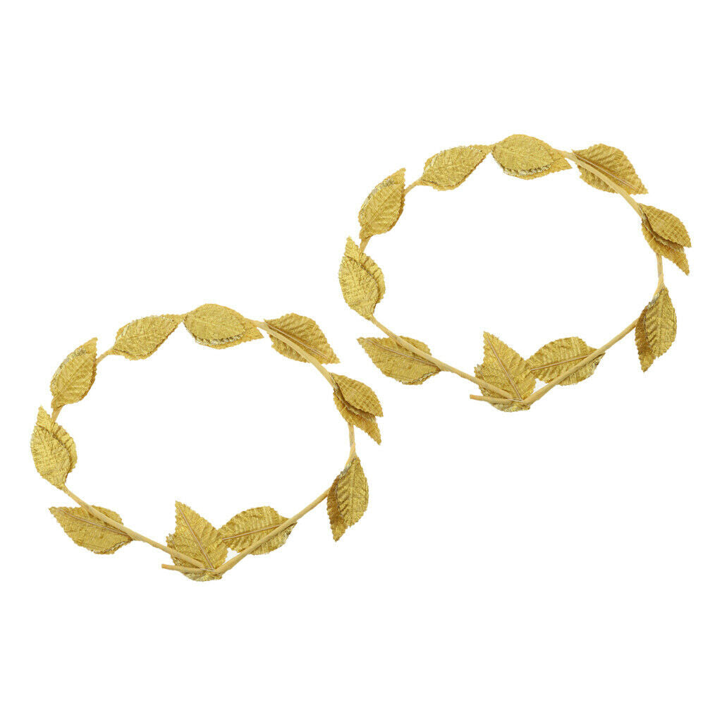 2pcs Golden Leaf Headband, Roman Greek Goddess Laurel Wreath, Fancy Dress Beach