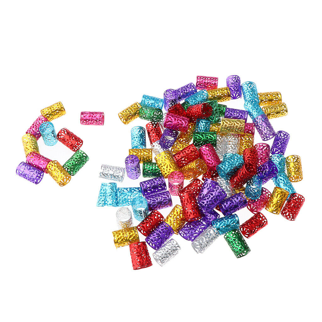 100x Hair Cuffs Aluminum Dreadlock Beads Bulk DIY Hairstyle Braids Ponytail