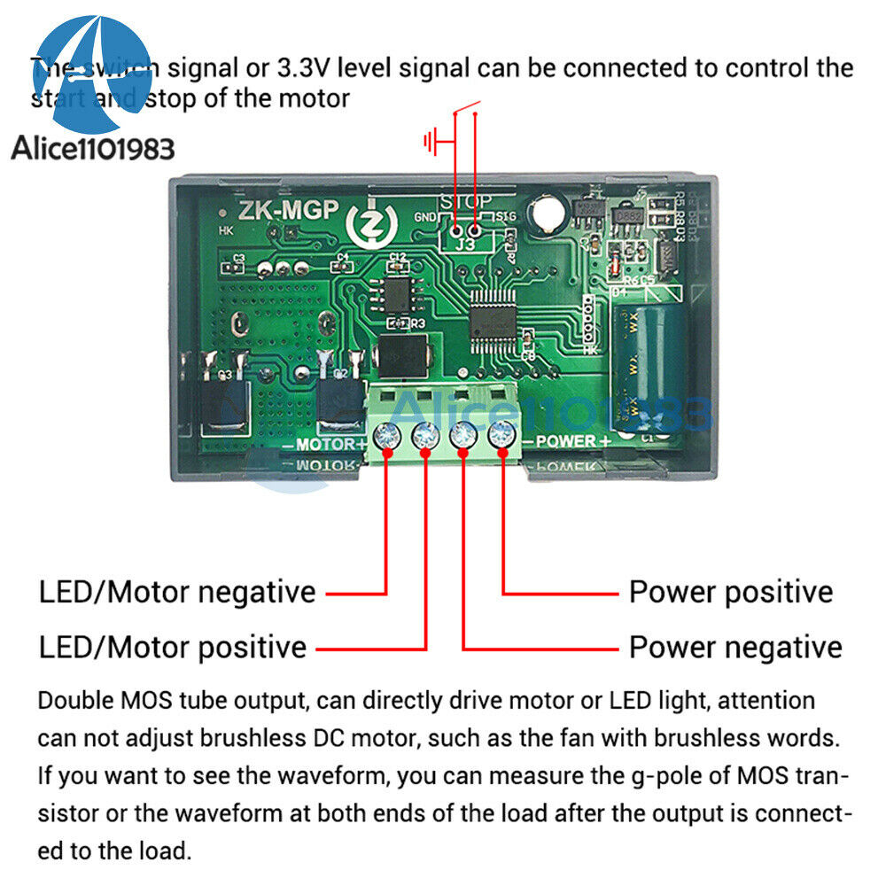 5-30V 12A 360W PWM DC Motor Speed Controller Motor Governor Dimming Dual MOS