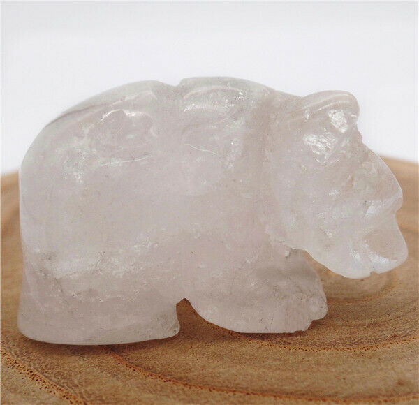 47x28x23mm Natural White Crystal Carved Bear Decoration Statue Home Decor HH7739
