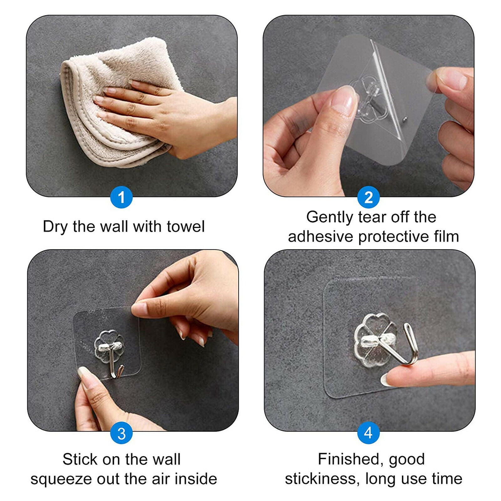 5x Transparent Self Adhesive Razor Wall Hooks Towel Rack Decorative Storage