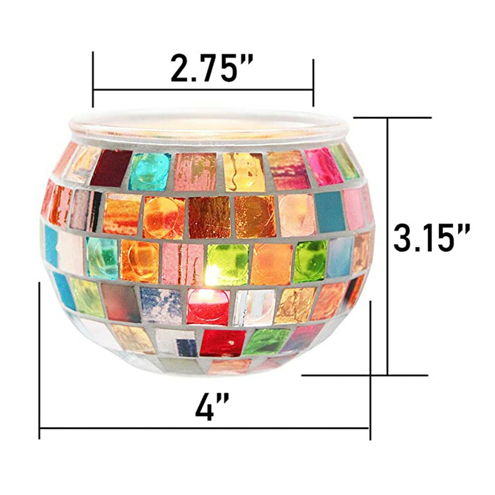 Nordic Mosaic Glass Candle Holder Tea Light Candlestick Centerpiece Banquet