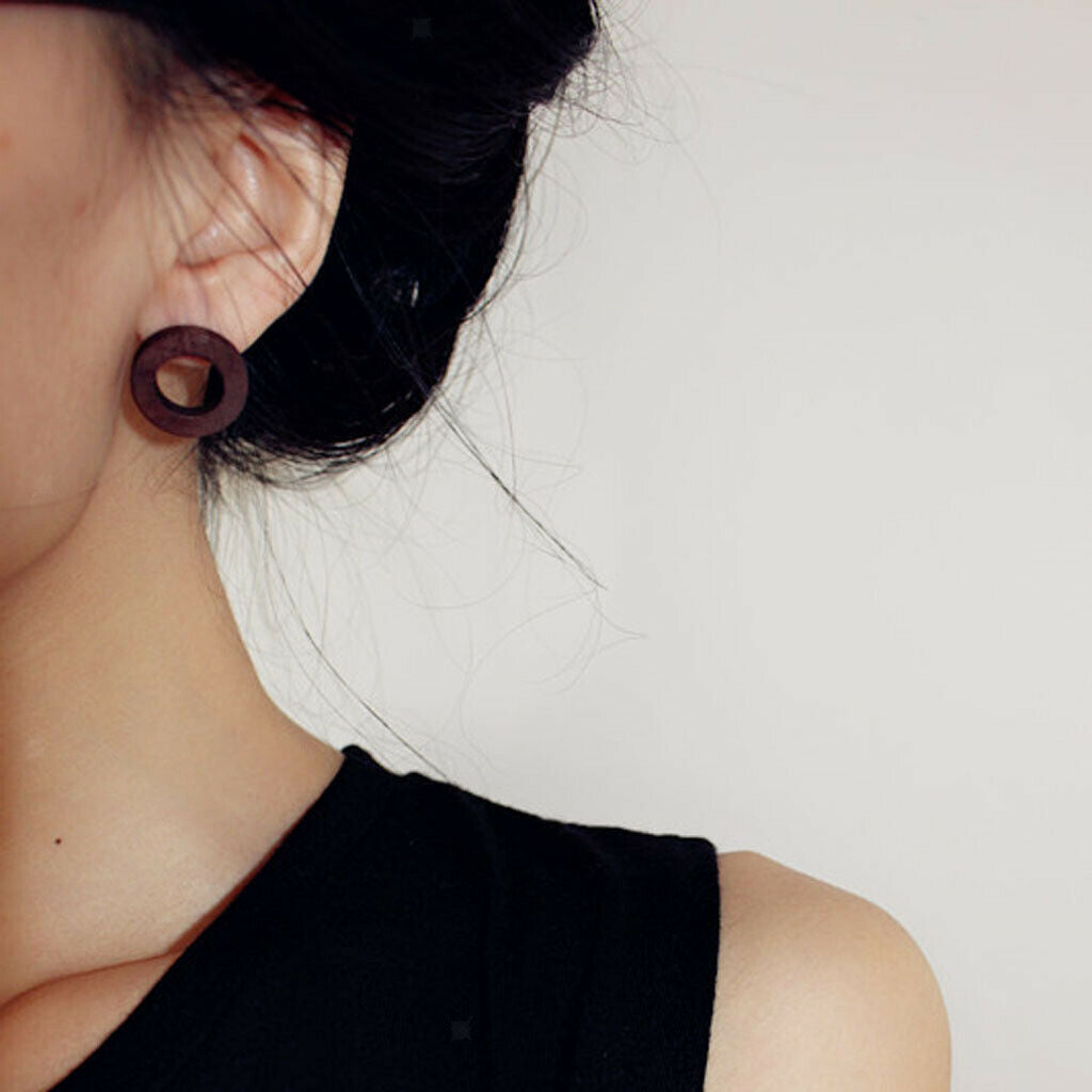 2 Pairs Fashion Hollow Out Wooden Round Dangle Drop Earrings For Women Girl