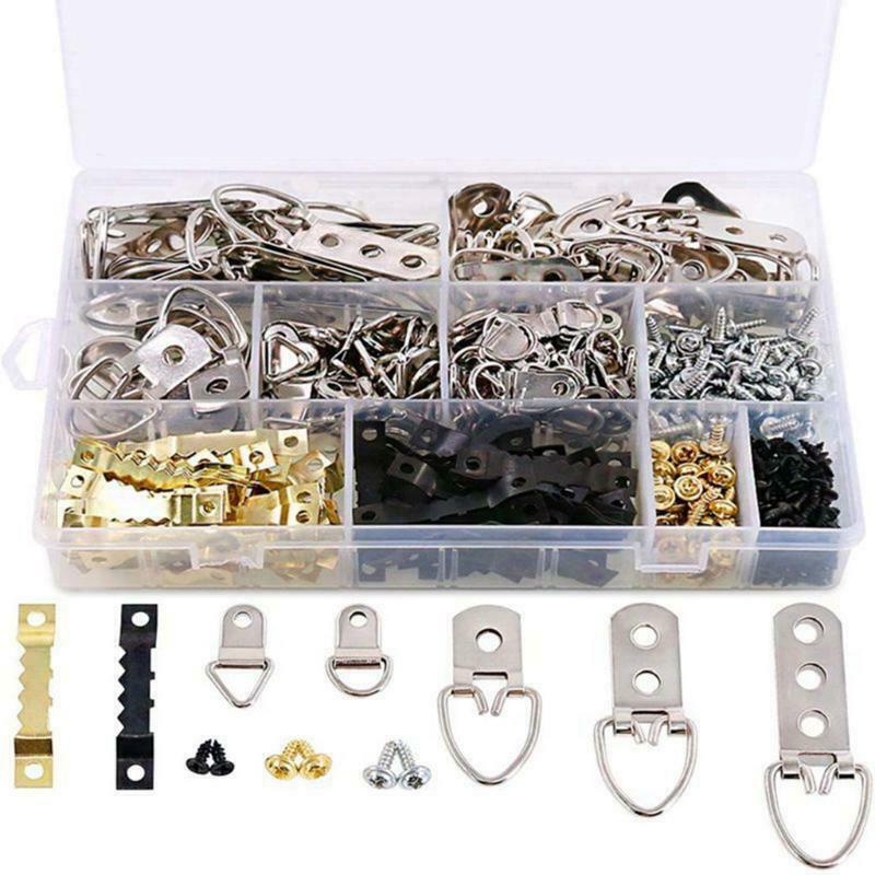 415Pcs Picture Hangers Assortment Kit with Screws Photo Hanging Hardware D-Ring