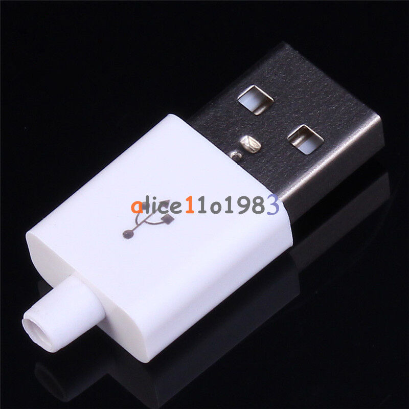 10PCS Male USB Connector USB 2.0 Plug Adapter Kit Type-A 5P White DIY Components