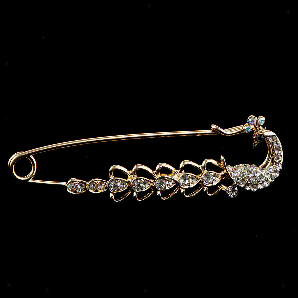 Chic Peacock Safty Pin Crystal Brooch Pin Suits Lapel Pin Clothes Jewelry