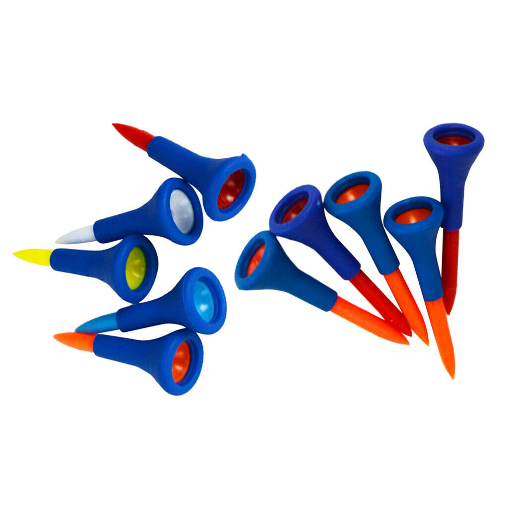 10 Pieces Durable Rubber Cushion Top Golf Tees Random Color 4.2 cm + 5.4 cm