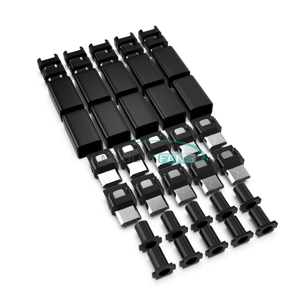 10PCS Micro USB Type B Male Plug Connector Kit with Plastic Cover for DIY MF