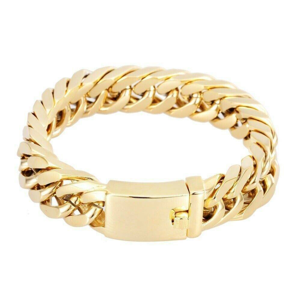 14mm Men's Heavy Solid Stainless Steel Curb Chain Bracelet Fashion Jewelry *1