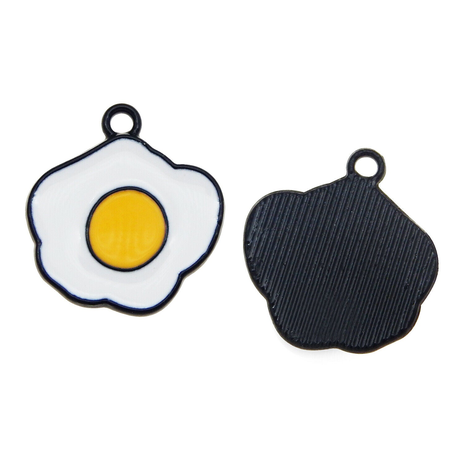 20 pcs Fried Egg Alloy Charm Enamel Dangle For Earring Pendant Findings 18*17mm